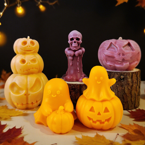 J10-27 Halloween squelette citrouille bougie moule bricolage citrouille aromathérapie diffuseur pierre ornement silicone moule - Product Image 3