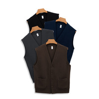 Gilet cardigan haut de gamme en coton gaufré épais 360g, col en V boutonné, lavable en machine, traitement anti-plis, décontracté