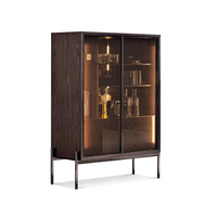 Buffets et armoires en verre de style ferme moderne en bois avec bar intégré et rangement à vin pour salon – Meubles de luxe
