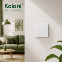 Interruptor de Pared Kolani Estándar Británico 1G2W 90x86mm Blanco Mate de 1 Grupo y 2 Vías, 10AX 250V, Panel Plano de PC