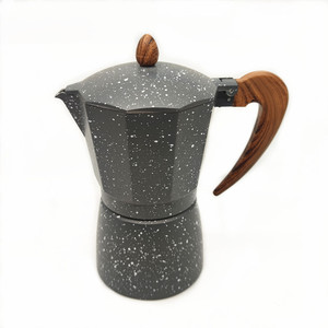<span class=keywords><strong>Cafetière</strong></span> Moka en aluminium noir moucheté avec poignée en bois, machine à expresso pour cuisinière, <span class=keywords><strong>cafetière</strong></span> de style italien - Product Image 4