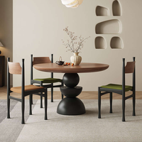 Ensemble de salle à manger rond en bois massif, table ronde de style créatif, mobilier vintage français