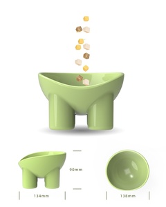 Gamelle anti-choc en plastique écologique en forme de patte d'éléphant Macaron pour chiens et chats avec protection de cou - Product Image 2