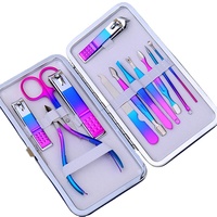 WELLFLYER Kit de manucure en cuir super souple à MS-569 sources Ensemble d'outils de manucure arc-en-ciel de haute qualité