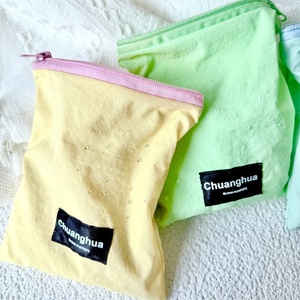 BSCI Small Eco Friendly Custom Label Zipper Pouch Make up Travel Plain Yellow Calico Cotton Canvas Makeup Cosmetic <b>Bag</b> With Logo - Product Image 4