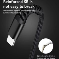 Cable trenzado de nailon tipo C a tipo C, carga rápida de alta velocidad, 60W PD para teléfono móvil, cable de datos súper duradero de 1M/1,5 M/2M