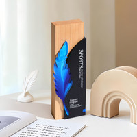 Nuevo Trofeo de Acrílico, Madera Maciza y Metal, Personalizado, Creativo, de Alta Gama, para Reuniones Anuales, con Temática de Plumas para Personal Excelente