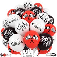60 Ballons de Course 12 Pouces Rouge Noir Blanc Drapeau à Carreaux en Latex pour Anniversaire Garçon Fille Décoration Rapide Fête Thème Transport