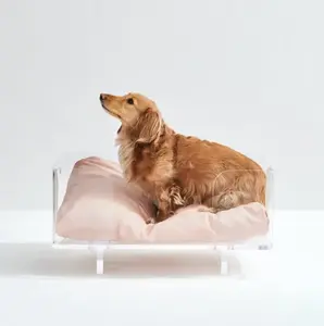 Fabbrica diretta trasparente sicuro acrilico Pet House Lucite Dog Bed Clear Cubic Luxury Pure Pet Beds