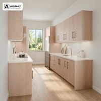 Meuble de cuisine modulaire stratifié de luxe en mélaminé pour hôtel, avec rangement coulissant, livré en kit
