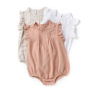 Vêtements d'été sans manches à volants pour nouveau-nés, barboteuses pour bébés, vêtements pour enfants en gros - Product Image 1