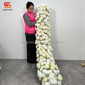 ธงคาดอกกุหลาบสีเหลืองอ่อนสีขาวปรับแต่งได้เรียบเนียนตกแต่งงานแต่งงานงานปาร์ตี้ดอกไม้ - Product Image 4