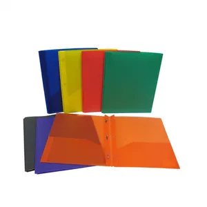 Dongguan factory wholesale A4 PP plastic 2 pocket 3 prongs file folder