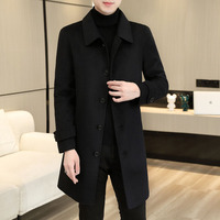 Pardessus en laine à simple boutonnage pour hommes avec bouton en fourrure décoration long hiver Streetwear à la mode vêtements d'extérieur en laine vierge