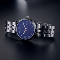 Montre à quartz pour homme en acier inoxydable de luxe, cadran en cristal saphir, boîtier de 42 mm, résistante à l'eau 10 bars, affichage à aiguilles, chiffres romains