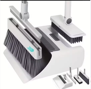 Ensemble <span class=keywords><strong>balai</strong></span> et pelle pliables 4-en-1, poils doux en PP écologiques, <span class=keywords><strong>manche</strong></span> en acier pour le nettoyage domestique et extérieur - Product Image 2