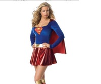 Damen Superhelden-Kostüm aus Samt/Lackleder - Langärmliges Cape Mini-Kleid Bühnenoutfit Großhandel