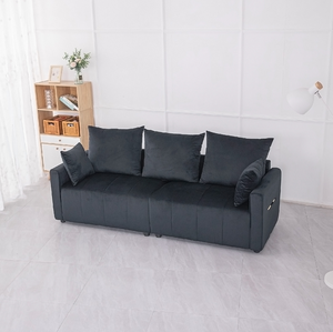 Velvet Modern <b>Convertible</b> 2-Seater Sofa Set Black Two-Tone Sofa <b>Bed</b> with Contemporary Design for Hotel Apartment Villa Use - Product Image 1