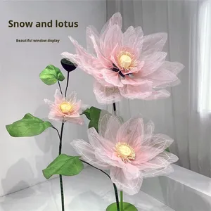 Mô Phỏng Handmade Lotus Cơ Khí Mở/Đóng Cửa Lụa Nhân Tạo Hoa Cửa Sổ Hiển Thị Trung Tâm Mua Sắm Ảnh Giáng Sinh - Product Image 6