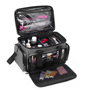 Large <b>Makeup</b> Bag Cosmetic Bag with Removable Dividers, Travel <b>Makeup</b> <b>Case</b> Holds Cosmetics and Hair Supplies - Product Image 1