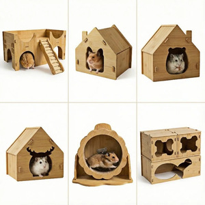 Bamboo Hamster Hiding House Natural Unpainted Breathable For Golden And Dwarf Hamsters <b>Pet</b> Furniture - Product Image 1
