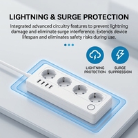 Prise intelligente Wi-Fi Tuya conforme aux normes européennes avec 8 prises, minuterie à commande vocale, ports USB pour hôtel et usage domestique, fabriquée en Chine