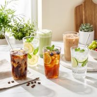 Gobelet réutilisable en verre transparent avec logo personnalisé pour matcha latte, café glacé, thé, jus, maison, café