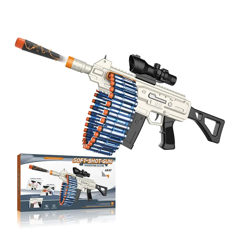 Pistola da tiro automatica con pallottola morbida da gioco giocattolo staffa AK47 pistola elettrica a proiettile morbido per ragazzi
