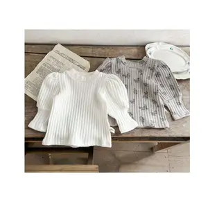 BABYガールズパフスリーブシャツ子供用コットンフローラルブラウスショーツ服セット