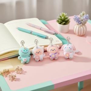 Llavero de cuatro piezas con forma de mochila y diamantes de imitación, 10x12cm, para bolso y llaves - Product Image 3