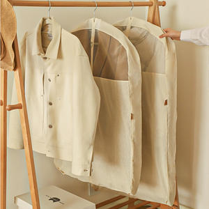 Housse anti-poussière rectangulaire en pur coton pour vêtements, sac de rangement suspendu pour chambre et salon, protection anti-poussière, type crochet - Product Image 2