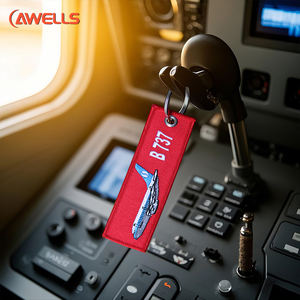 Llavero con logotipo personalizado bordado <span class=keywords><strong>Airbus</strong></span> <span class=keywords><strong>A320</strong></span>, diseño de tela de sarga, Color personalizado, accesorio de anillo de 30mm, tamaño de 130x30mm, regalo de promoción - Product Image 2