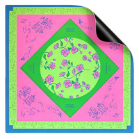 Tapis de jeu carré 31,5 pouces, style preppy, aux couleurs vives, motif floral chinoiserie et paysage oriental, pour table de jeu et de mahjong