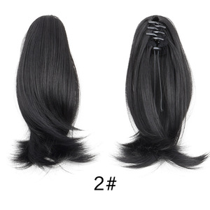 <span class=keywords><strong>Queue</strong></span> <span class=keywords><strong>de</strong></span> <span class=keywords><strong>cheval</strong></span> synthétique élégante pour femme, en fibre haute température, cheveux courts légèrement bouclés vers l'intérieur, avec pince <span class=keywords><strong>de</strong></span> maintien - Product Image 5
