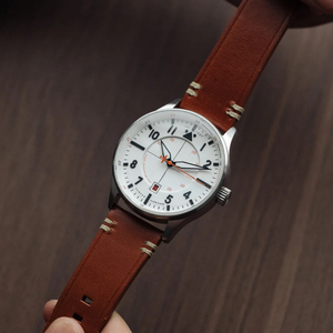 Montre de pilote classique et raffinée avec logo personnalisé, mouvement automatique, bracelet en cuir véritable, fonction étanche et cadran en cristal - Product Image 4