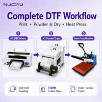 Mesin Cetak Transfer DTF A3 Baru 30cm Single Head XP600 Tinta CMYK Putih dengan Pengering Pengocok Bubuk Set Lengkap Otomatis
