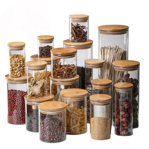 ฝาปิดกระปุกครัวสำหรับอาหาร ชุดโหลแก้วบอโรซิลิเกตพร้อมฝาไม้ จำนวน 4 ชิ้น ขายส่ง - Product Image 5