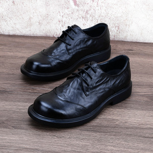 Chaussures habillées en cuir véritable pour hommes, collection Printemps 2026, en cuir pleine fleur de vache, respirantes, anti-odeur, gaufrées et faites à la main - Product Image 3