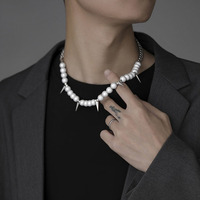 Vente en gros sur mesure Collier en acier inoxydable pour hommes Accessoires de bijouterie Colliers de perles avec pendentif en chaîne sur clavicule cubaine