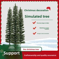 Grüner Beflockter Hochwertiger Realistischer Künstlicher Weihnachtsbaum mit Standfuß PVC-Spitze Feiertagsdekoration Wohnzimmer Haus Innenbereich