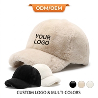 Casquette de baseball en fausse fourrure de lapin pour femme, chaude et moelleuse, couleur unie, réglable, style décontracté, fournisseur de chapeaux