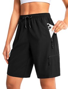 <b>Women</b> Quick Dry Elastic Waist <b>Shorts</b> With Zipper Pockets Summer Outdoor Sports <b>Cargo</b> <b>Shorts</b> <b>Black</b> - Product Image 1