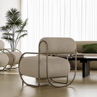 Fauteuil en acier minimaliste moderne du milieu du siècle, style Bauhaus nordique, avec mousse élastique haute densité, pour chambres d'hôtes et chambres à coucher, mobilier de maison simple