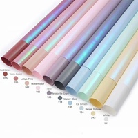 Kertas Pembungkus Bunga Holografik Iridescent Transparan Tahan Air, Perlengkapan Bunga untuk Pembungkus Kado