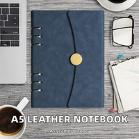 Buku Agenda Kulit PU A5 dengan Cincin Pengikat, Logo Kustom, Planner Lepas, Gesper Magnetik, Portabel, Edukasi, Grosir