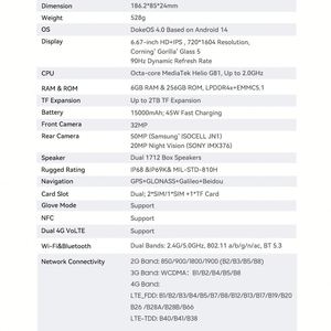 Blackview BV7300 Rugged Smartphone Camping Light <b>Night</b> Vison <b>Camera</b> 50MP Main 6+256GB 15000mAh Android 14 Blackview Mobile Phone - Product Image 6