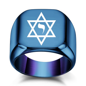 Anillo de estrella de 18 mm de acero inoxidable con grabado láser hexagonal para mujer, regalo de joyería - Product Image 5