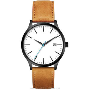 Chine usine de gros bonne qualité personnalisé votre propre montre pour hommes avec boîtier en acier inoxydable et bracelet en cuir U2834 - Product Image 4