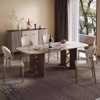 Chaise de salle à manger en cuir de luxe au design moderne avec dossier nordique et structure en acier inoxydable pour restaurant/hôtel