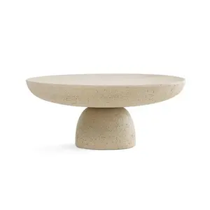 LANDIVIEW Meubles de salon classiques Tables d'appoint en pierre de marbre naturel et calcaire blanc Tables basses